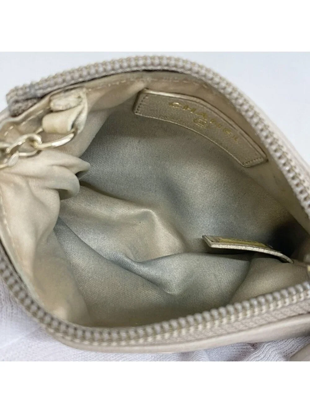 Chanel Coin Purse Camellia Lambskin Beige Gold